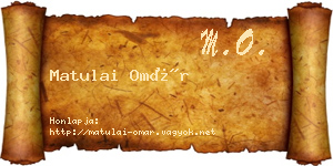 Matulai Omár névjegykártya